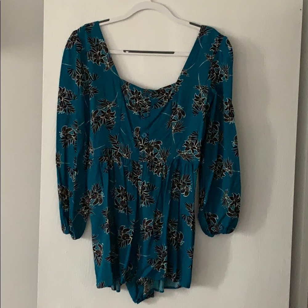 Express teal floral romper